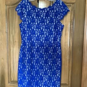 Eliza J Cobalt Blue Lace Midi Dress